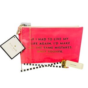 Kate Spade ‘Same Mistakes’ Coral & Gold Pencil Pouch Clutch Office Supply Set
